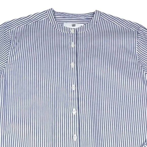Cargo Crew 100% Cotton Striped Shirt Sz.L Blue White Band Collar Staple Preppy - Picture 8 of 11